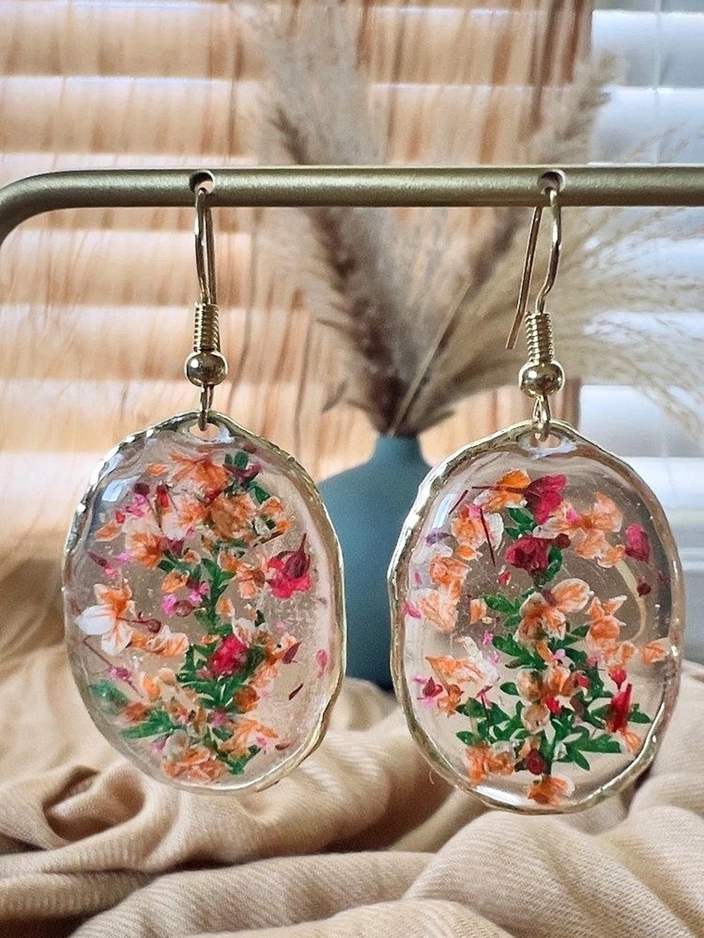 Handmade Floral Resin Earrings
